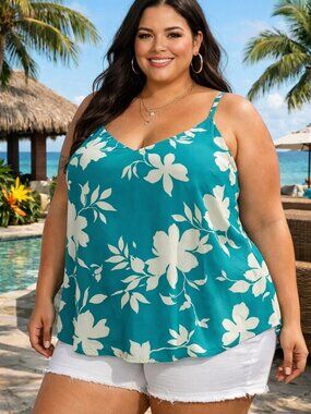 Torrid’s Sophie Chiffon Swing Cami Teal Shadow Floral NWT Sz 5X (28)